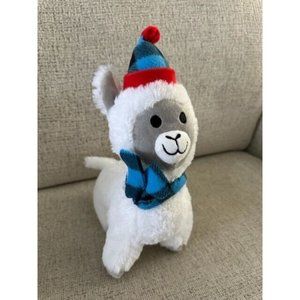 12" Homerbest llama alpaca White plush Red Blue Hat Scarf Standing Pet Stuffed